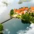 Lituania vista aereo dell'antico castello di Trakai