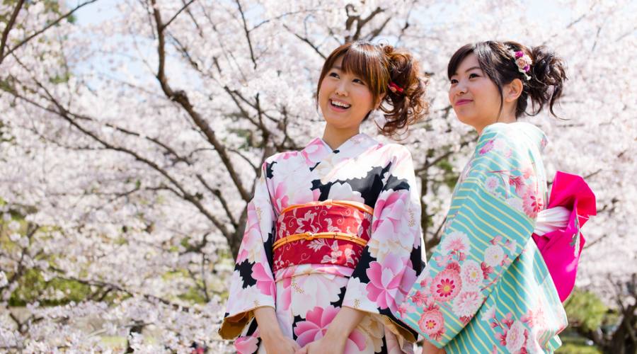 Kimono in Giappone durante l'Hanami