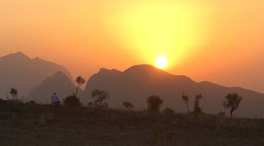 Il tramonto sulla montagna di Jebel Shams