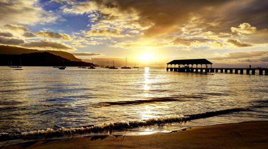 Hanalei Pier at Sunset - Island of Kauai