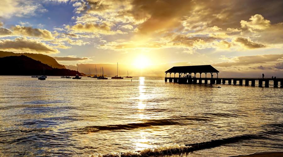 Hanalei Bay - Oahu al tramonto