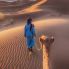 Due nomadi tuareg che guidano un cammello nel deserto del Sahara