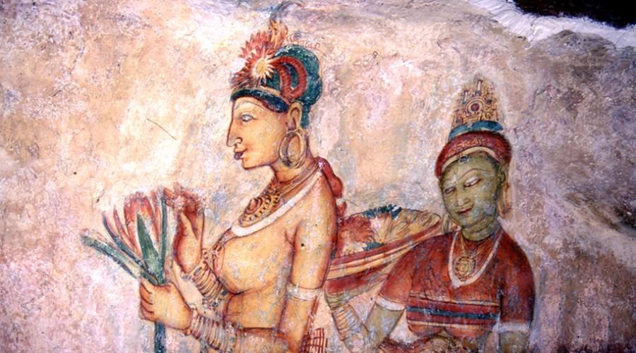 Una delle pitture rupestri a Sigiriya