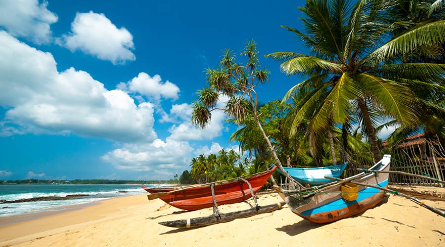 Imbarcazioni tipiche sulla spiaggia di Negombo