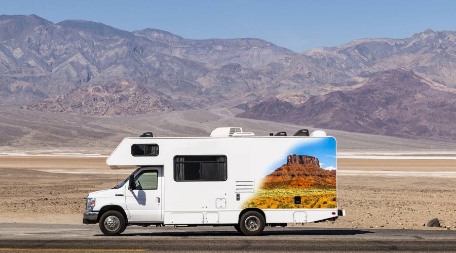 California on the road in camper