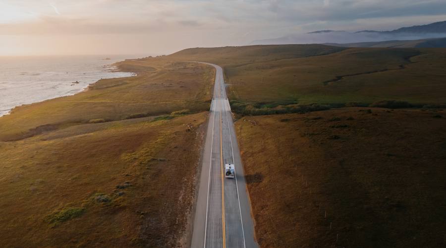 California on the road in camper