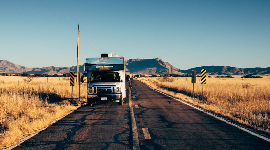 Route 66 on the road in camper