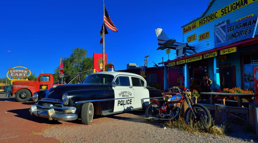 Route 66 on the road in camper