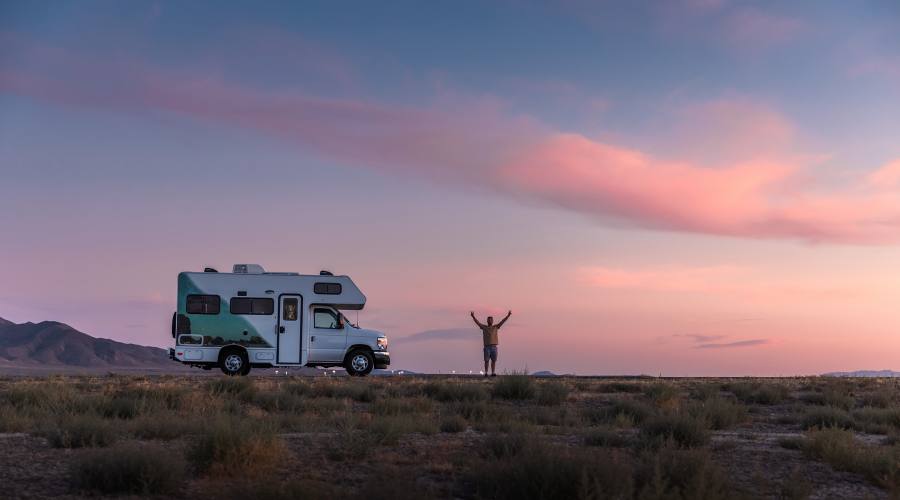 Texas on the road in camper