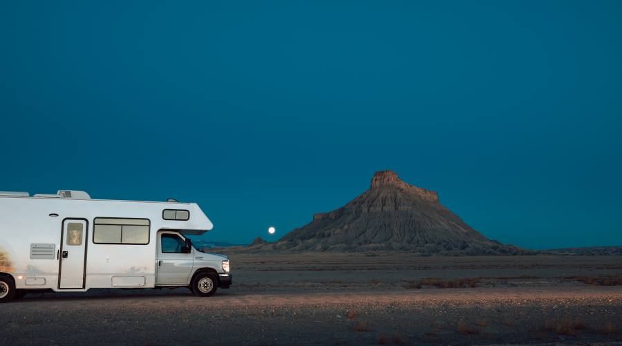 Texas on the road in camper