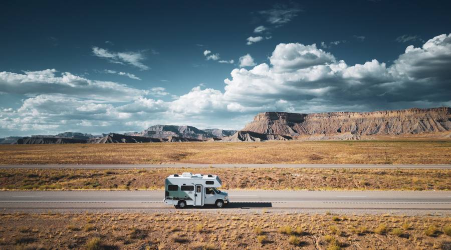 Texas on the road in camper