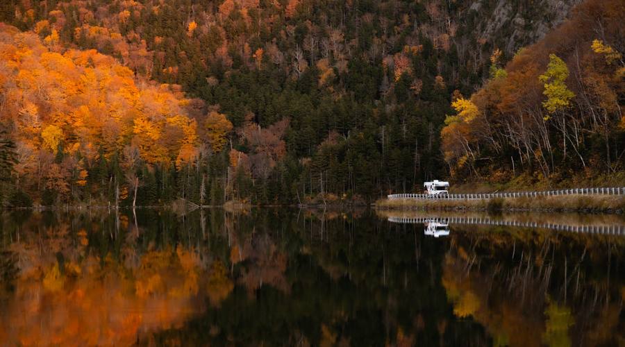 New England on the road in camper