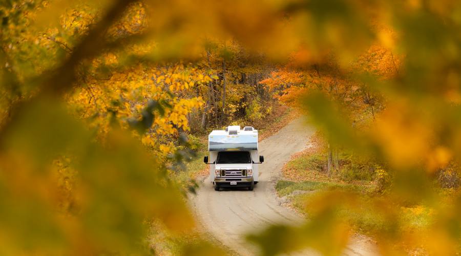 New England on the road in camper