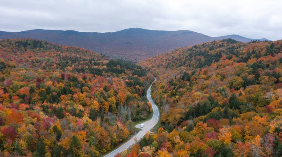 New England on the road in camper