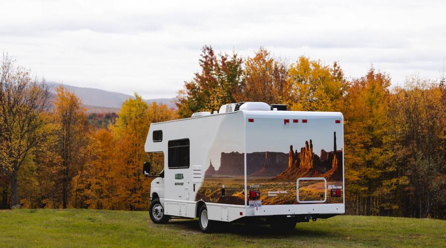 New England on the road in camper