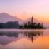 Tramonto sul lago Bled