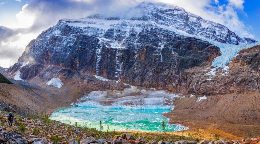 Edith Cavell Mountain and Angel glacier lake, Jasper National Park, Alberta