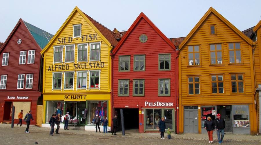 Bergen case di legno sul porto